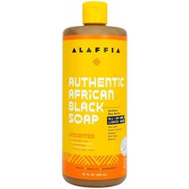 Alaffia 정품 아프리칸 블랙 비누 올인원 페퍼민트 946.4ml 32온스 바디 워시 페이셜 클렌저 샴푸 면도 핸드 솝 모든 피부 타입에 적합 공정 무역 파라벤 없음 크루얼티프, Unscented, 32 Fl Oz (Pack of 1)