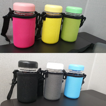 물통 크로스백 미니 350ml 물병 파우치 생수가방 네오플랜 텀블러 어깨끈, 블랙