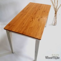 우드홀릭 다용도 원목책상, 직선형, 올리브그린