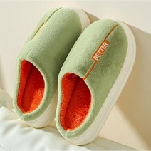 Momolatti 여성용 두꺼운 밑창 채색 양털 방한 털 쿠션 슬리퍼