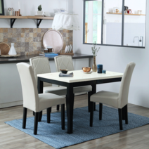 베스트리빙 데미안 코코 4인용 화강암 대리석 OR 12T 포세린 통세라믹 식탁 테이블세트/의자4개 10colors, 1200화이트대리석/코코베이지의자4개