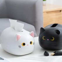 고양이 핸드타올 티슈 휴지 케이스, 귀여운 고양이 휴지케이스-블랙, 1개