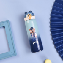 보보룸 곰돌이 원터치 텀블러 440ml, 블루