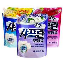 LG샤프란 햇빛건조 섬유유연제 리필팩 2L/ 은은한향, 코튼1개, 본상품선택