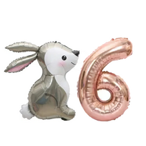 파파 파티 곰돌이 토끼 풍선 생일 파티 숫자 풍선 세트, 토끼 6, 1세트
