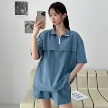 디센도 여성 반팔 반집업 아노락 상하의 세트