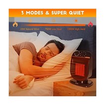 tectake 캠핑온풍기 스페이스 히터 서모스탯 휴대용 전동 120° 발진 1500W 실내용 무소음소형 침실 사무실 외부 텐트