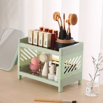 거실화분정리대 접이식 나무 더블 레이어 선반 내구성 화분 향신료 스토리지 랙 거실 주방 홈 정리 용품, [08] B-green