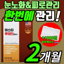 프리미엄 루테인 닥터스 아스타 루태인 누테인 루데인 아스타잔틴 아스탄잔틴 헤마토코쿠스 침침한 건조한 흐릿한 시력 눈 안구 노화 피로 관리 식약처 식약청 인증 인정 허가 알약 영양제, 60캡슐(2개월)