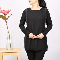 노브패리스 BRO24옆끈 긴팔 시리즈 실버 롱티셔츠 큰옷 66~100 군살 뱃살커버 쉬폰 봄 가을 간절기 중년여성 엄마 이중쉬폰 빅사이즈 여성의류