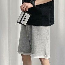 남자 학생 레이어드룩 5부 데일리 여름 밴딩 반바지 대학생패션 일상복 남자 찢어진반바지 막입는바지