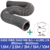 알류미늄(AL 은박) 후렉시블 덕트 호스 + 서스밴드 2개 직경 50mm ~ 500mm 타포린 pvc 후드 자바라 닥트호스 주름관 덕트자재 부속 화장실 욕실팬 알루미늄 닥트 호스, 10M, 타포린(천), 600mm(24인치)+서스밴드 2개