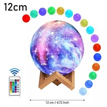 빛 장식 분위기 감성 조명 야간 LED 프로젝터 USB 램프 Rodanny 3d 인쇄 달 은하 어린이 16 색상 변경 터치 및 원격 제어 선물, 문 램프 12cm