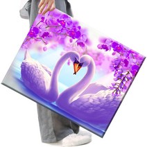 FASEN 액자 보석십자수 캔버스형 DIY 키트 40 x 50 cm, 1세트, FAN41.사랑하는 백조입니다