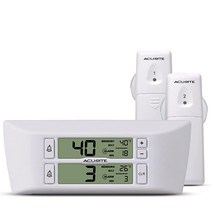 AcuRite 00986 냉장고 온도계 냉장고 및 냉동고를 위한 2개의 무선 온도 센서 및 맞춤형 알람 포함 0.6 화이트, White