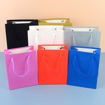 socean 색깔 맞춤 손잡이 민무늬 컬러 선물 포장 종이 가방 무지 칼라 끈 봉투 그립 쇼핑백 고급 봉지 패킹 페이퍼, 대 - 골드
