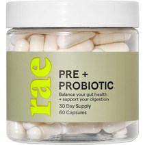 Rae 프리바이오틱 프로바이오틱 포 우먼 60캡슐 30일분 Non-GMO 글루텐프리 비건 락토바실러스 애시도피러스, 1개