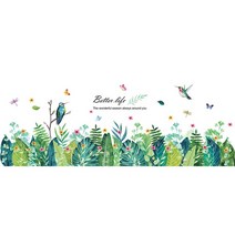 열대 잔디 잎 벽 스티커 DIY 화분 데칼 거실 어린이 침실 주방 보육 홈 인테리어, 02 leaves sticker