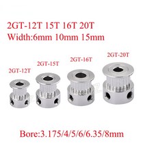2GT 12 15 16 20 톱니 타이밍 풀리 보어 3.17/4/5/6/6.35/8mm GT2 벨트 폭 6mm 10mm 3D 프린터 CNC 부품, 01 12 Teeth Bore 4mm_02 10mm