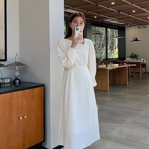 (클리어런스세일) 플리츠 넥크라인 리본 원피스(2color)