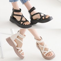 벨루치슈즈 여성 글래디에이터 스트랩 4cm 통굽 토오픈 반부츠 샌들