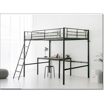 CHAMBER 벙커침대 더블 140200 좌식 철재 성인벙커침대, 블랙