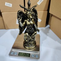 사탄의 교회 Sabbatic 염소 우상 Baphomet 수지 동상 Satanic Occultic Illuminati 염소 Mendes 제단 조각, 01 15.5x7.5x5cm