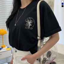 티데일리 남녀공용 서핑 오버핏 20수 라운드 반팔 티셔츠