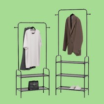 깔끔 라운드디자인 600 선반옷걸이 행거 안방 장롱 심플 실용 다용도 가구 옷방 세련 간결, 2단, 블랙 2단