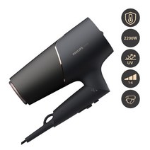 PHILIPS 필립스 5000 시리즈 써모 쉴드 헤어 드라이기 접이식/UV차단 BHD538/29, 블랙-로즈골드 BHD538/29