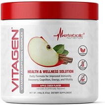 [캐로플] Metabolic Nutrition Vitagen 비타민 어변환토겐 스폰지 240g 건강 및 웰니스 솔 레모네이드, [01] 애플사이더.