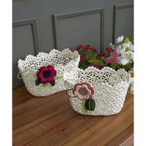 플라워 레이스 타원 바스켓 (2size), 대
