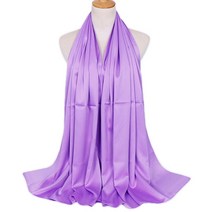 럭셔리 메딘 실크 베일 Hijabs 여성용 새틴 스카프 네이비 헤어 밴드 두건 목도리 라마단 이드 이슬람 여성 Hijab, [01] 180-70cm, [10] YW093-30