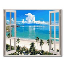 DIY 캔버스페인팅 명화그리기 액자 그림 세트 유화 - 풍경 40x50, L113_창밖의 해변