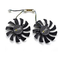 CPU팬 75mm Apistek GA81S2U 4Pin 쿨러 팬 교체 ZOTAC GeForce GTX 970 4GB 그래픽 카드 Cooing DC 12V 0.38A, [02] Black 2pcs