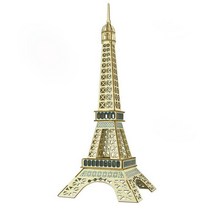 2개 세트 나무 입체 미술 퍼즐 DIY 키트 회전목마 요트 건물 군용 자동차 비행기 만들기, 단일사이즈, 에펠탑 원색