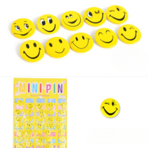 스마일뺏지 40P 버튼뱃지 와팬 장식 칭찬 보이스카우트 핀 자수패치 3cm