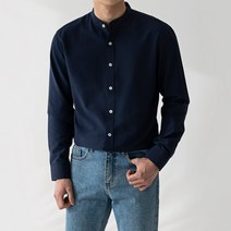 남성용 빅사이즈 무지 차이나 카라 긴팔 셔츠 봄 가을 헨리넥 남방 4color