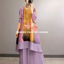 오브핏 라운드 주름 플리츠 원피스 와이드 팬츠 세트 가을신상 60대 중년 마담 어머니 력셔리 패션니스탈 데일리룩