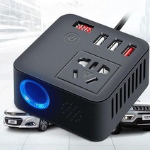 차량용 인버터 1 pcs 자동차 12v 24v 220v 범용 led 디스플레이 소켓 전원 변환기 USB 충전기 고속 충전, 검은색