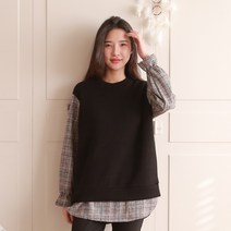 탱크걸 하운드 체크 레이어드 니트티(C 28650)