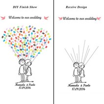 HAOCHU (공작이 꼬리를 확산) 지문 트리 웨딩 게스트 북 비 샤워 생일 파티 서명 책 + 잉크 패드, 5, 옵션1