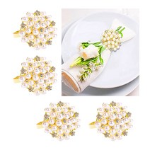 냅킨 링스 진주 꽃 냅킨 버클 펄 실버 골드 웨딩 크리스마스 생신 냅킨 링은 Pearl Flower Napkin Rings Serviette Buckle Gold Silver, 스타일 2-4 PCS