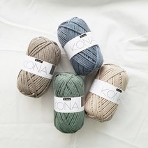 코나 실 65g / 왕초보 뜨개질용 패브릭얀 원단실 가방 러그 인형 소품 KONA, 315 멜란 그린