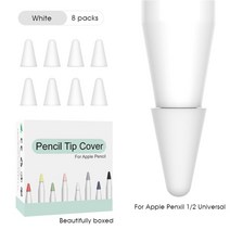 컴퓨터 부속 스타일러스 펜 케이스 8pcs 실리콘 교체 팁 펜촉 보호 커버 스킨 애플 펜슬 1차 2차 터치 스크린, 08 Clear White