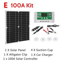 태양광 패널 캠핑카 카니발 개조 아파트 태양열 설치 고효율 200W 듀얼 US 태양 광 전지 패널 뱅크 팩 IP6, 01 100 Kit