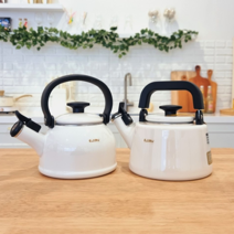 에지리 샤틴 법랑 휘슬 주전자 1.6L 2.1L 인덕션 주전자, 화이트