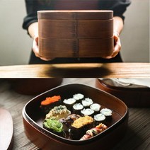 일본식 도시락 벤또 나무도시락 과일 스시 나들이 피크닉, 2단 도시락, 1개