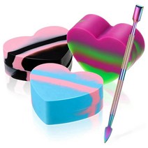 목공기계부품4PCS 하트 모양의 실리콘 왁스 컨테이너 비 스틱 오일 왁스 집중 견고 스테인레스 스틸 페인팅, 01 As Shown