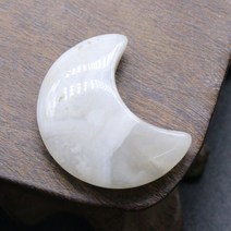 애완돌 반려돌 천연 석재 크리스탈 스파링 거친 돌 비 다공성 달 모양 홈 품 보석 절묘한 선물 크기 30mm, [01] 1pcs, [04] White Agate